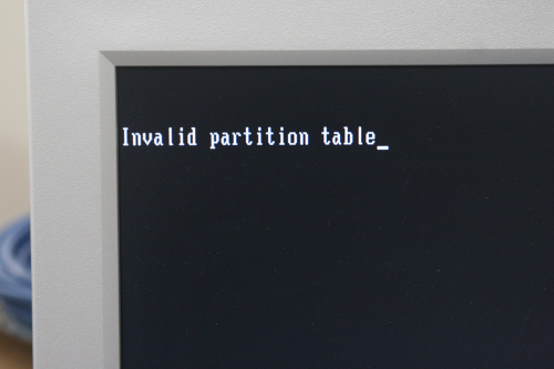 Invalid partition table